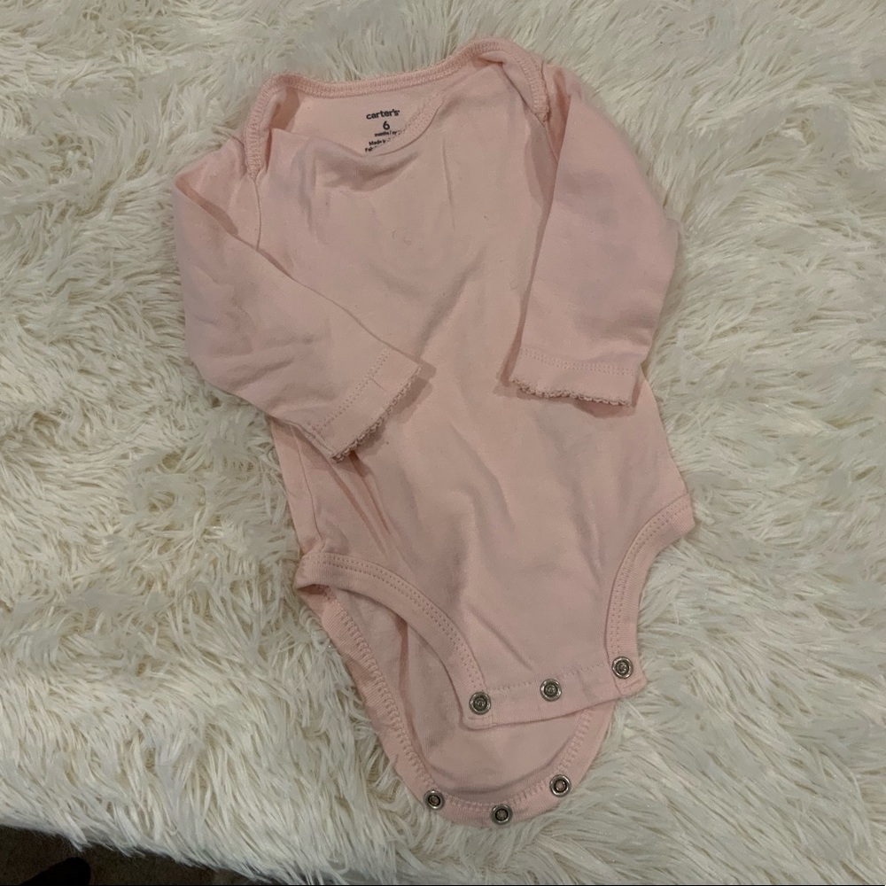 Baby girl long sleeve one piece tees lot of 2 Q009